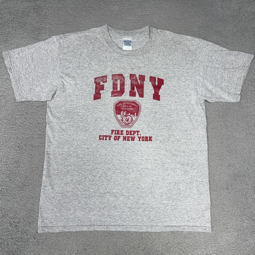 VTG FDNY New York City Fire Department T Shirt Men's Sz L Gray 2006 Memorial Tee